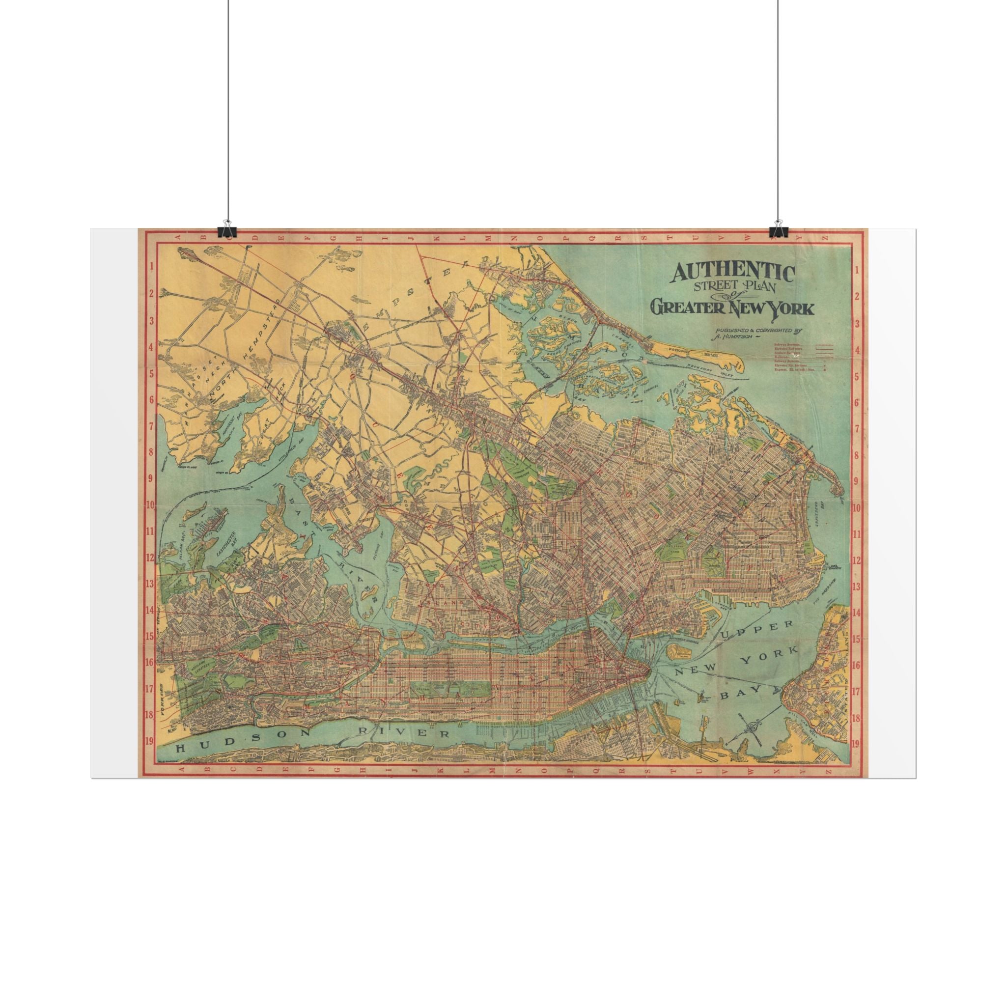 New York City, New York Historic Map (c. 1910) Rolled Poster | Antique City Map Wall Art