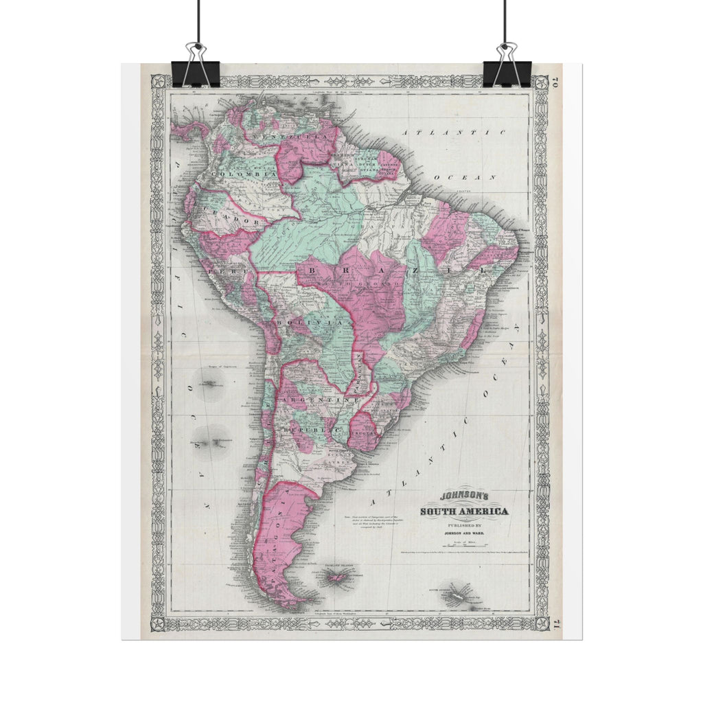 South America Antique Map (c. 1863) Rolled Poster | Vintage Map Wall Art