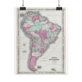 South America Antique Map (c. 1863) Rolled Poster | Vintage Map Wall Art