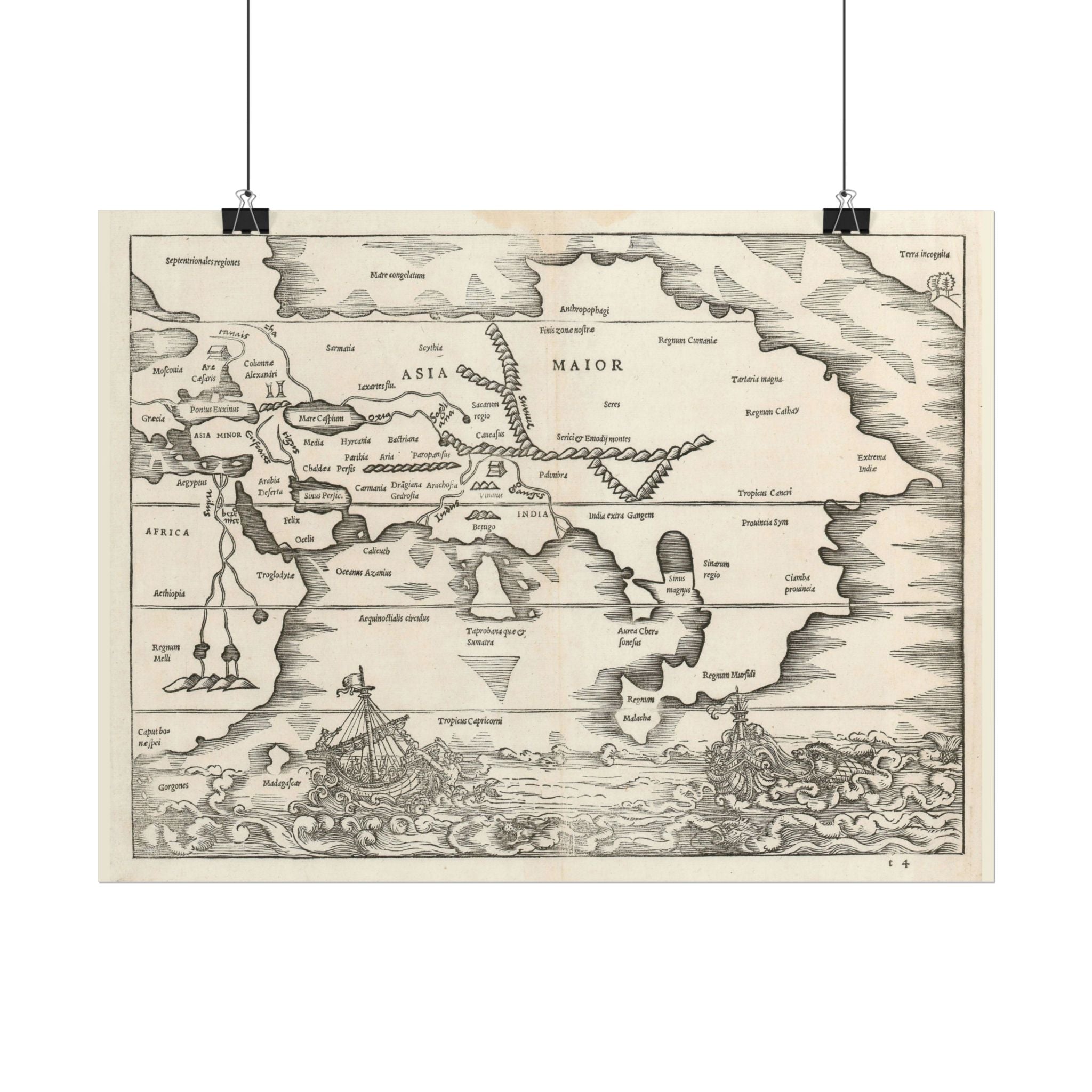 Asia Minor Historic World Map (c. 1538) Rolled Poster | Antique Vintage Map Wall Art