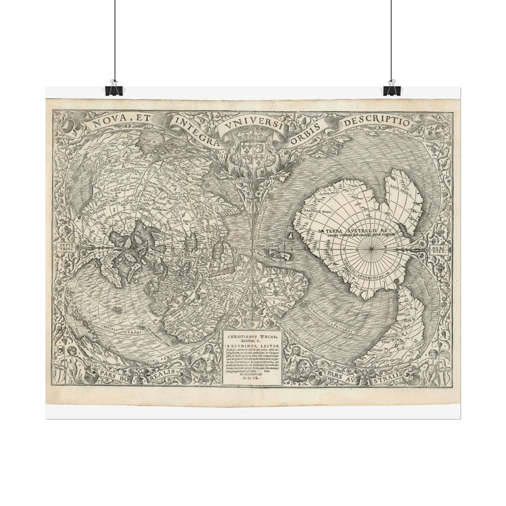 World Atlas Historic Map (c. 1540) Rolled Poster | Vintage Map Wall Art