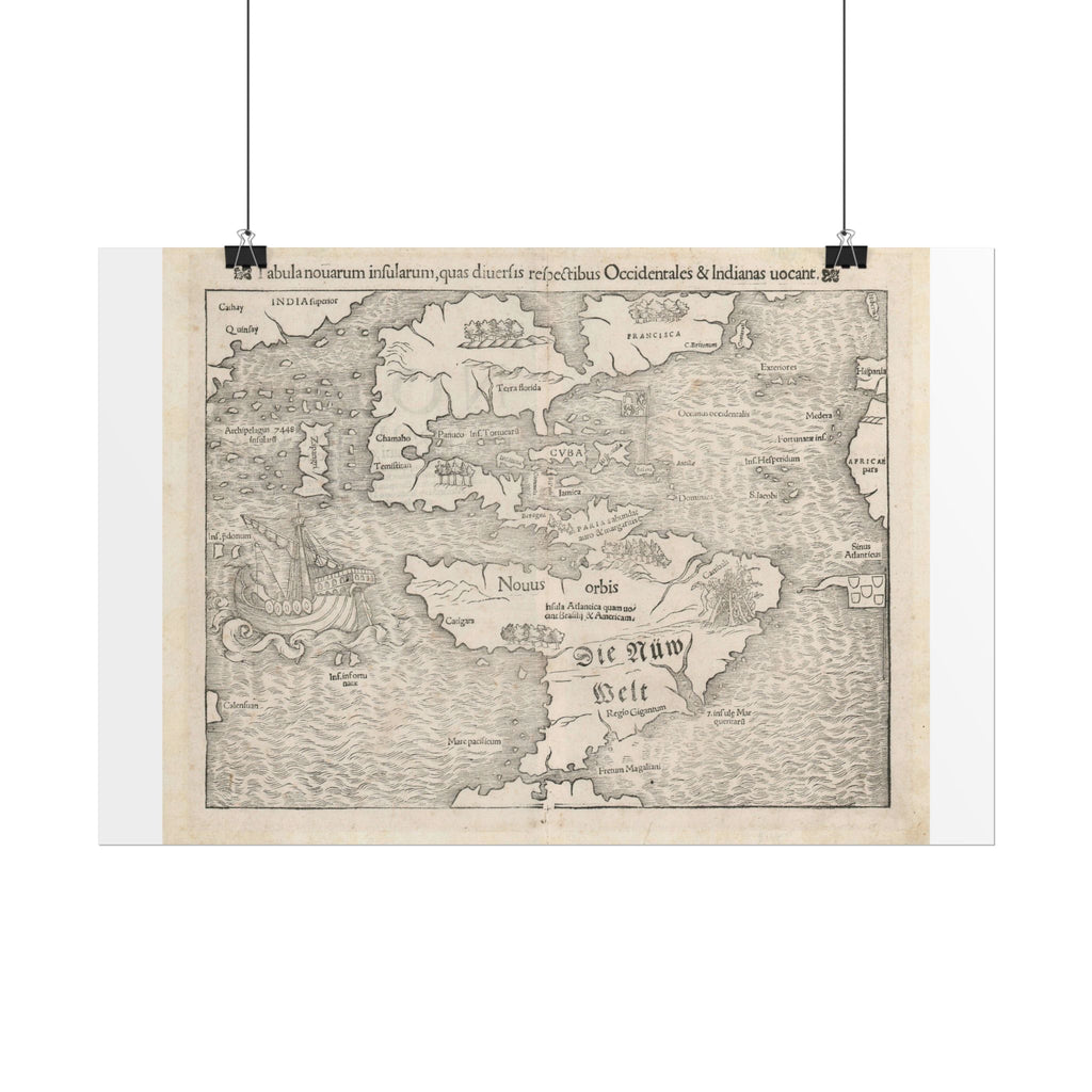 Americas Vintage Map (c. 1552) Rolled Poster | Antique Map Wall Art