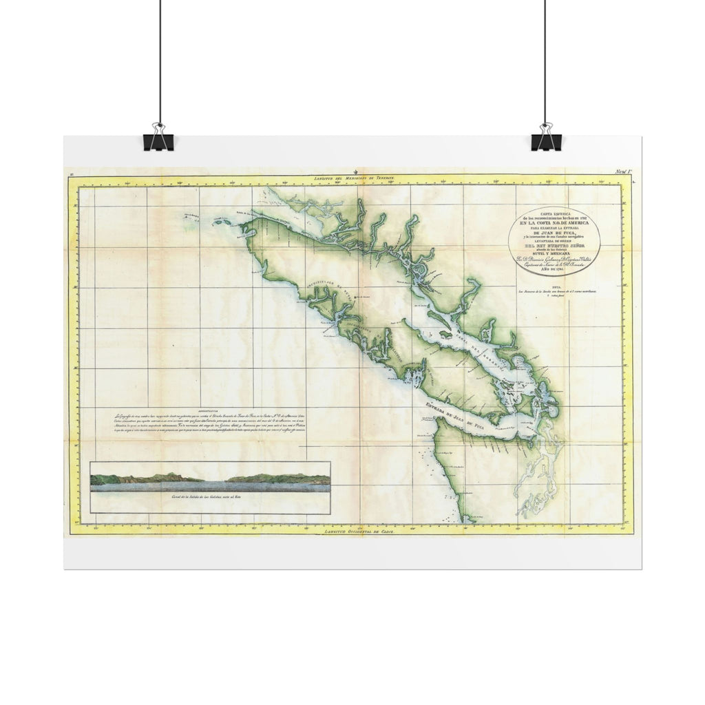 Vancouver, Canada Historic Map (c. 1795) Rolled Poster | Antique City Map Wall Art