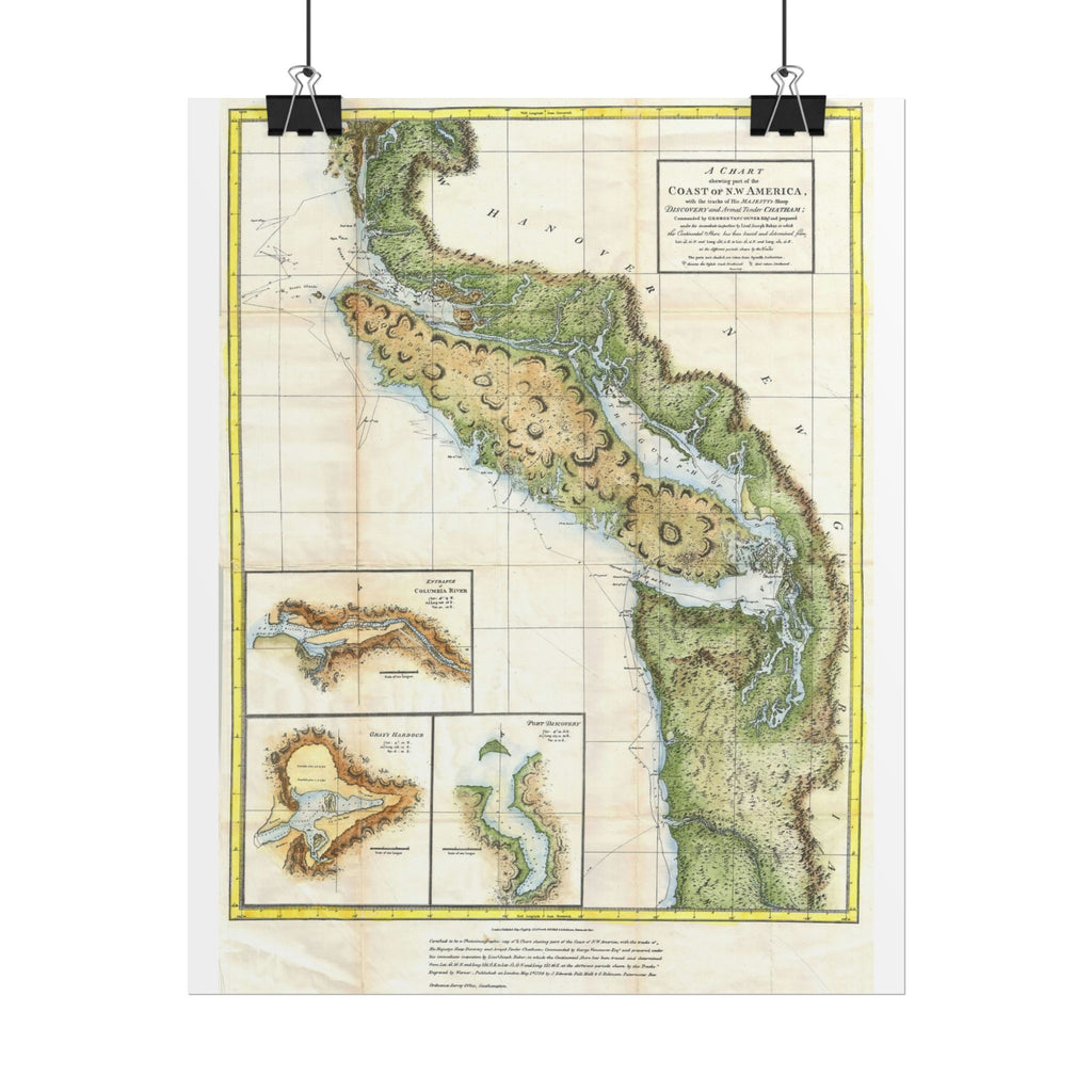 Vancouver, Canada Historic Map (c. 1798) Rolled Poster | Antique City Map Wall Art