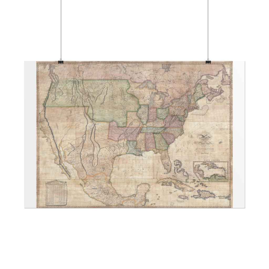 United States of America Historic Map (c. 1822) Rolled Poster | Vintage Map Wall Art