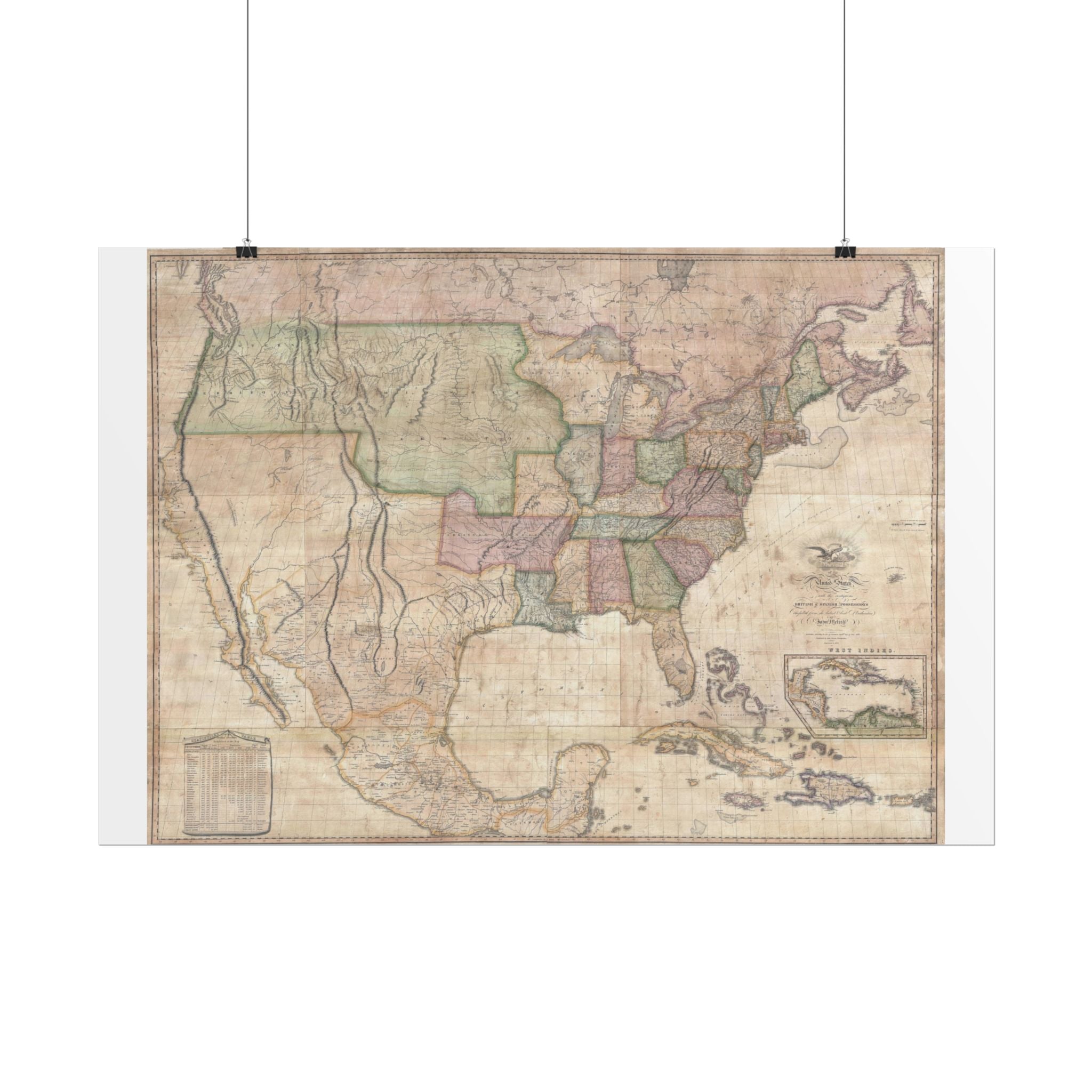 United States of America Historic Map (c. 1822) Rolled Poster | Vintage Map Wall Art
