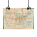 United States of America Historic Railroad Map (c. 1901) Rolled Poster | Vintage Map Wall Art