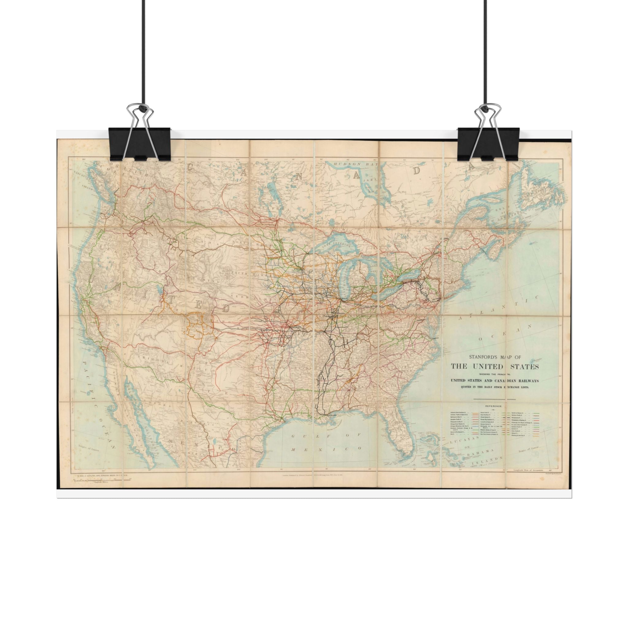 United States of America Historic Railroad Map (c. 1901) Rolled Poster | Vintage Map Wall Art
