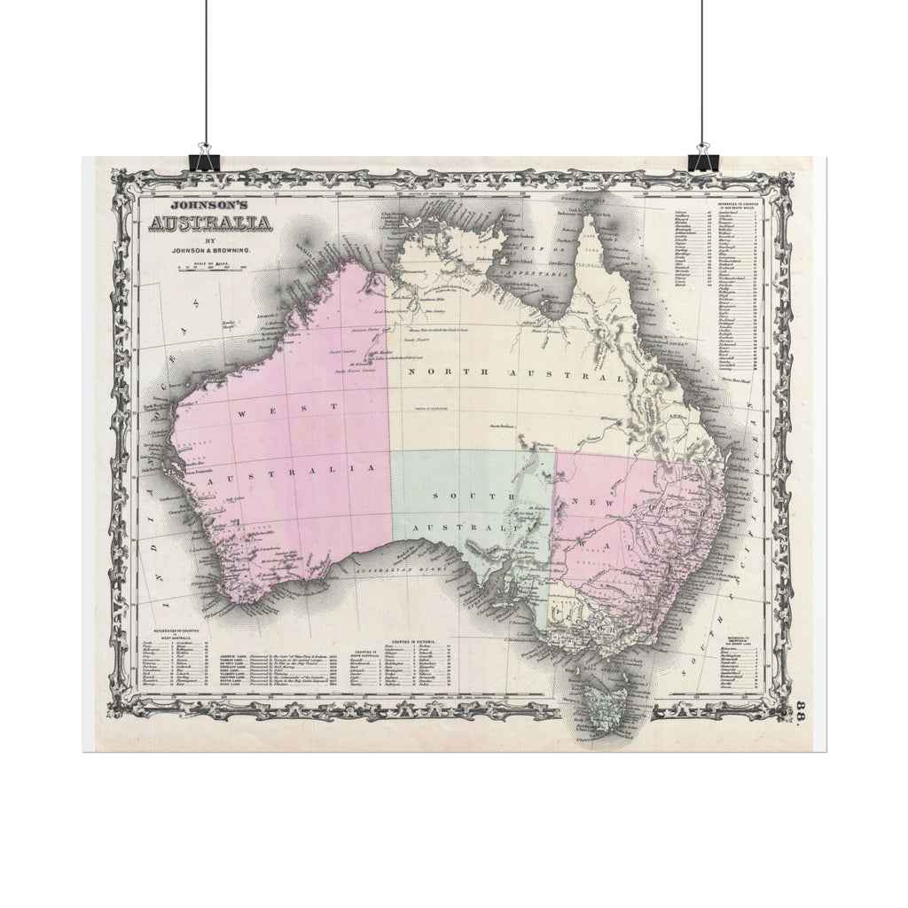 Australia Historic Map (c. 1861) Rolled Poster | Vintage Map Wall Art