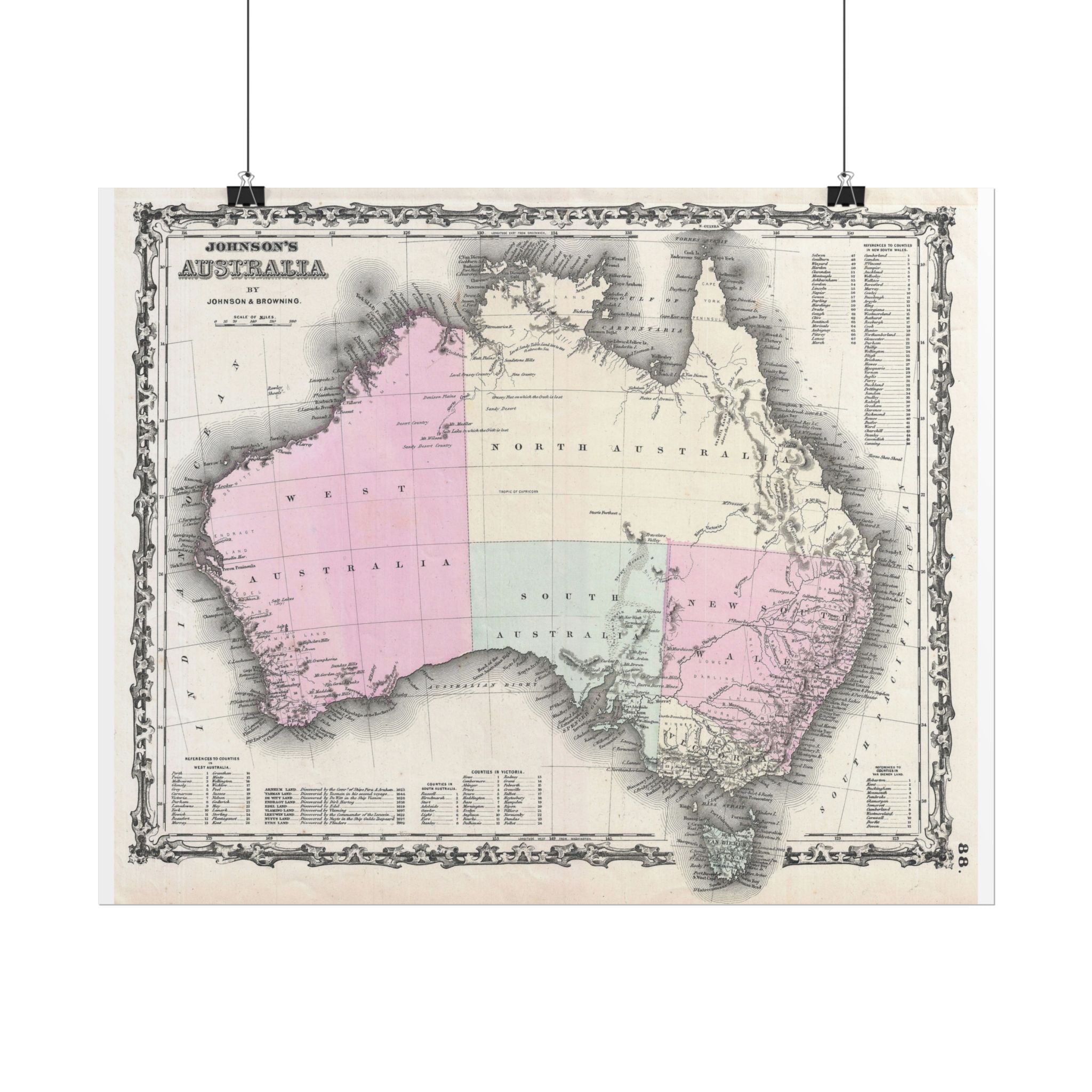 Australia Historic Map (c. 1861) Rolled Poster | Vintage Map Wall Art