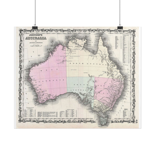 Australia Historic Map (c. 1861) Rolled Poster | Vintage Map Wall Art