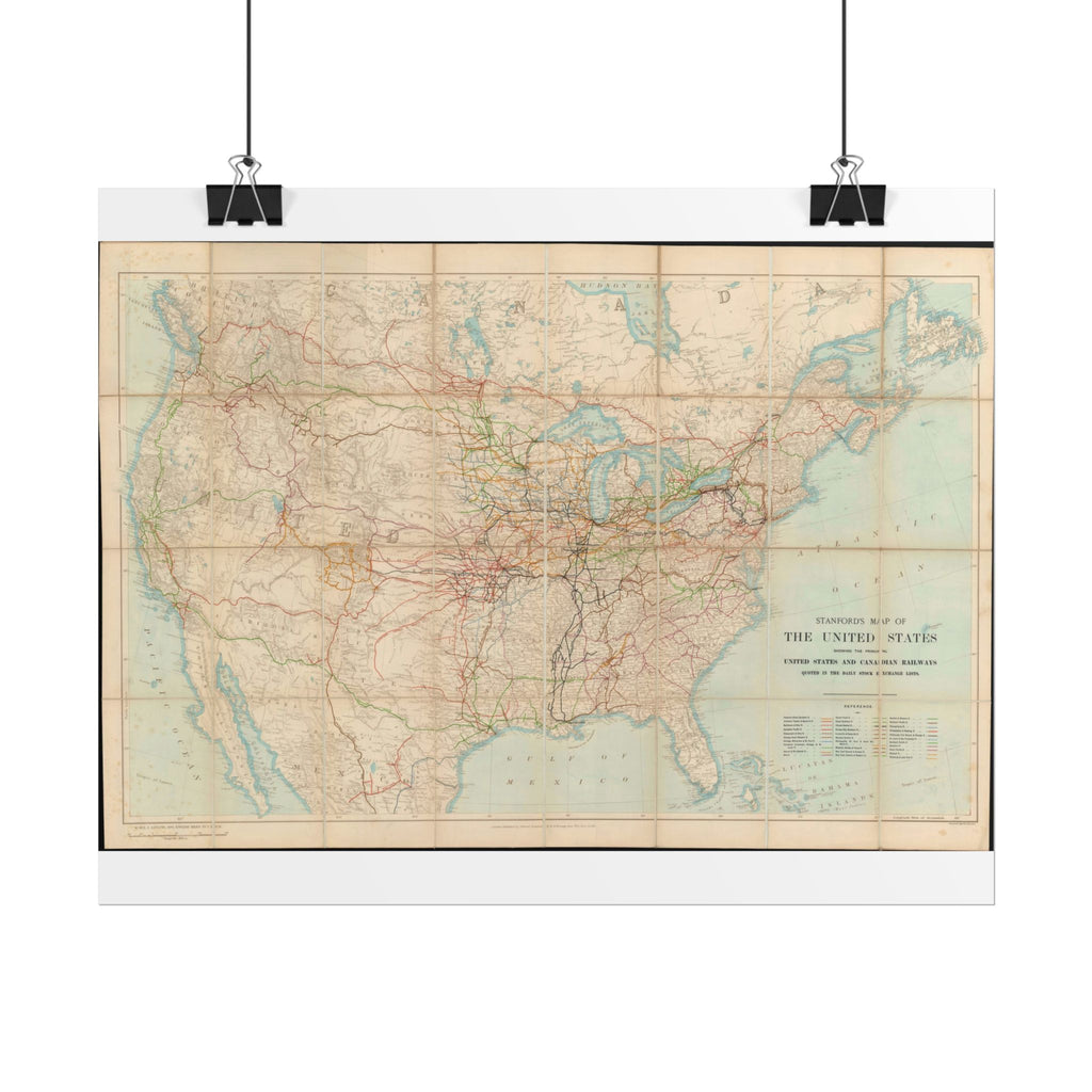 United States of America Historic Railroad Map (c. 1901) Rolled Poster | Vintage Map Wall Art