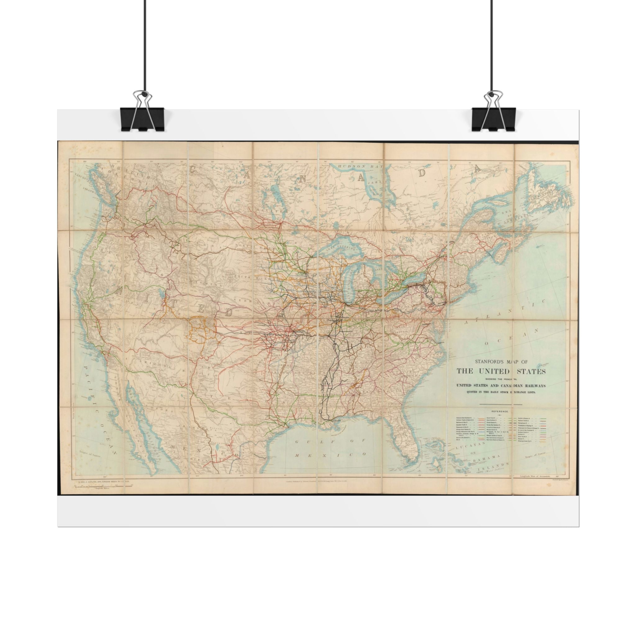 United States of America Historic Railroad Map (c. 1901) Rolled Poster | Vintage Map Wall Art