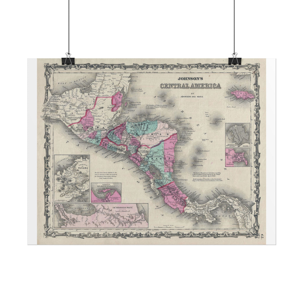 Central America Historic Map (c. 1863) Rolled Poster | Antique Map Wall Art