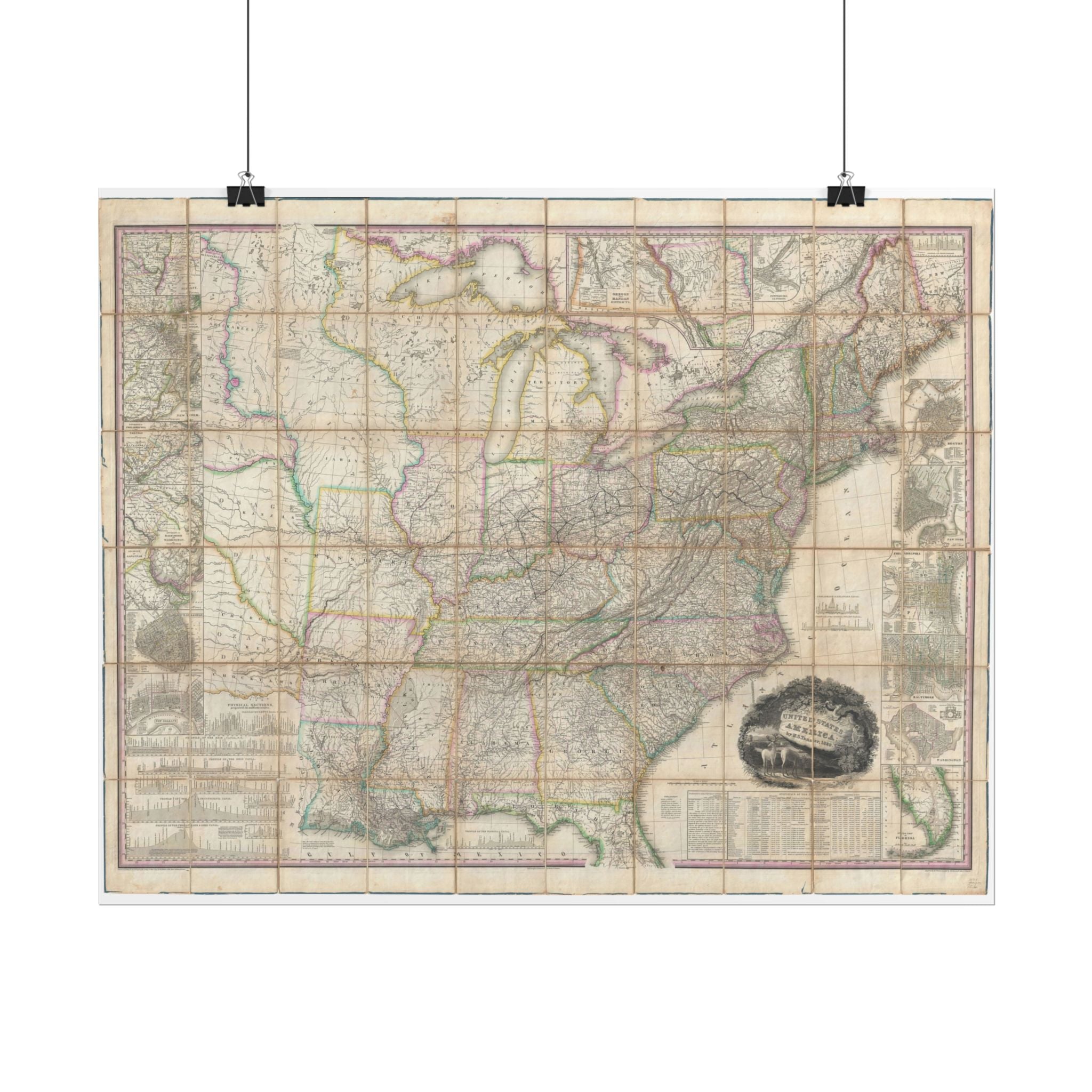 United States of America Historic Map (c. 1829) Rolled Poster | Vintage Map Wall Art