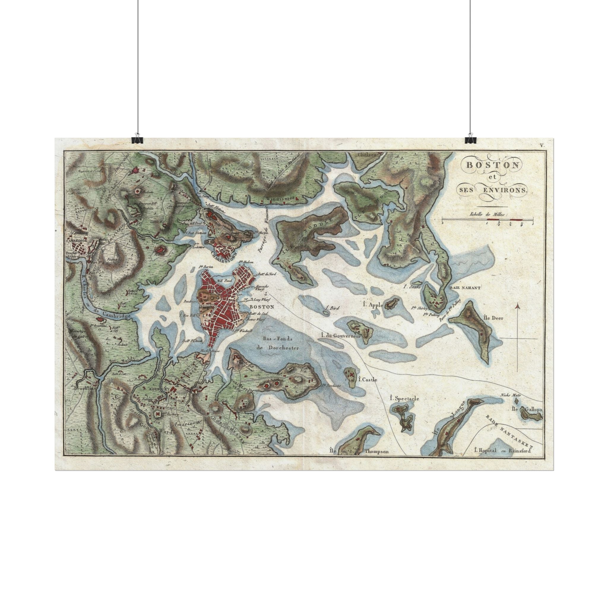 Boston, Massachusetts (c. 1807) Historic City Map Rolled Poster | Antique Map Wall Art