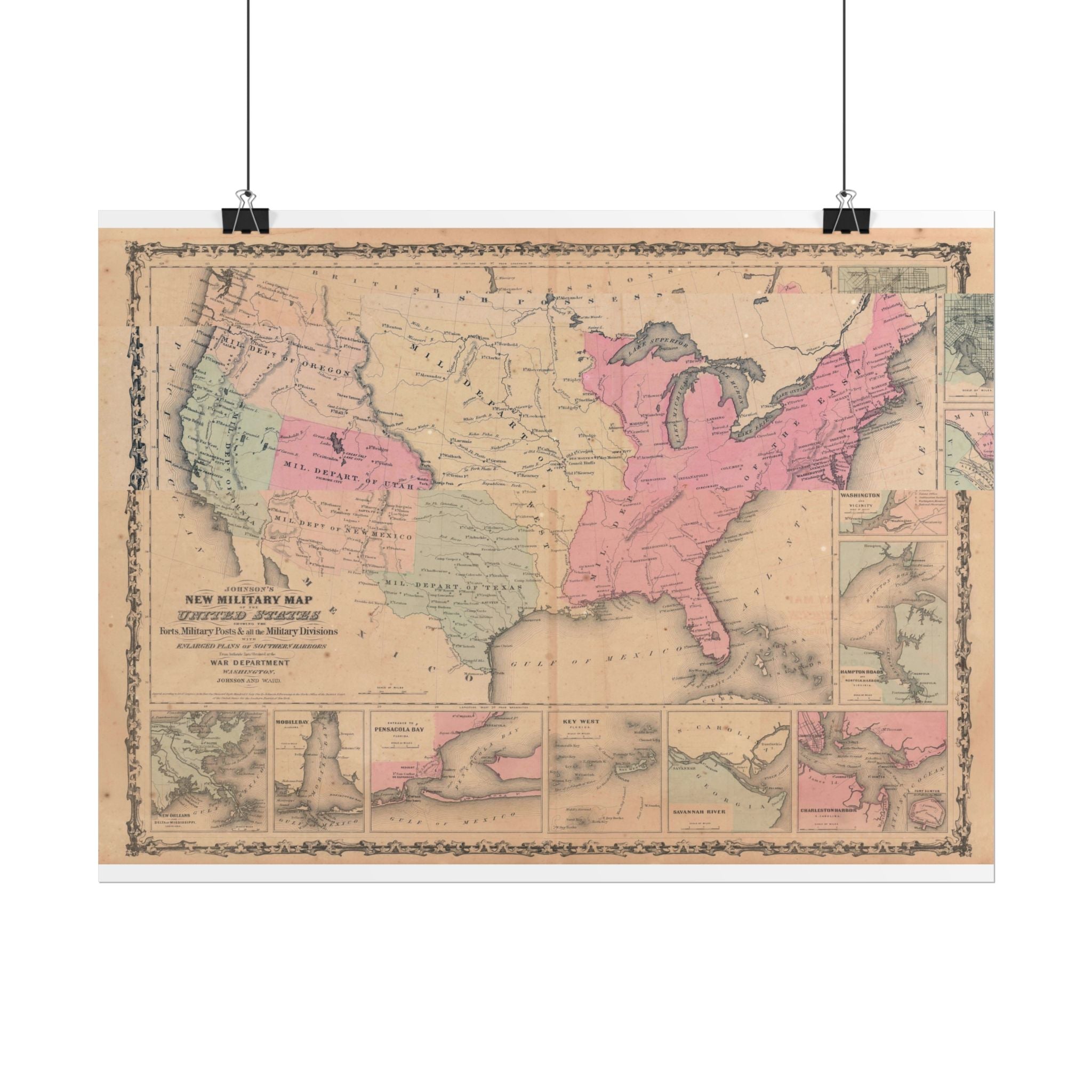 United States of America Historic Military Map (c. 1862) Rolled Poster | Vintage Map Wall Art