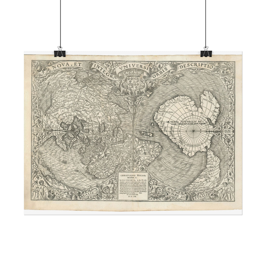 World Atlas Historic Map (c. 1540) Rolled Poster | Vintage Map Wall Art
