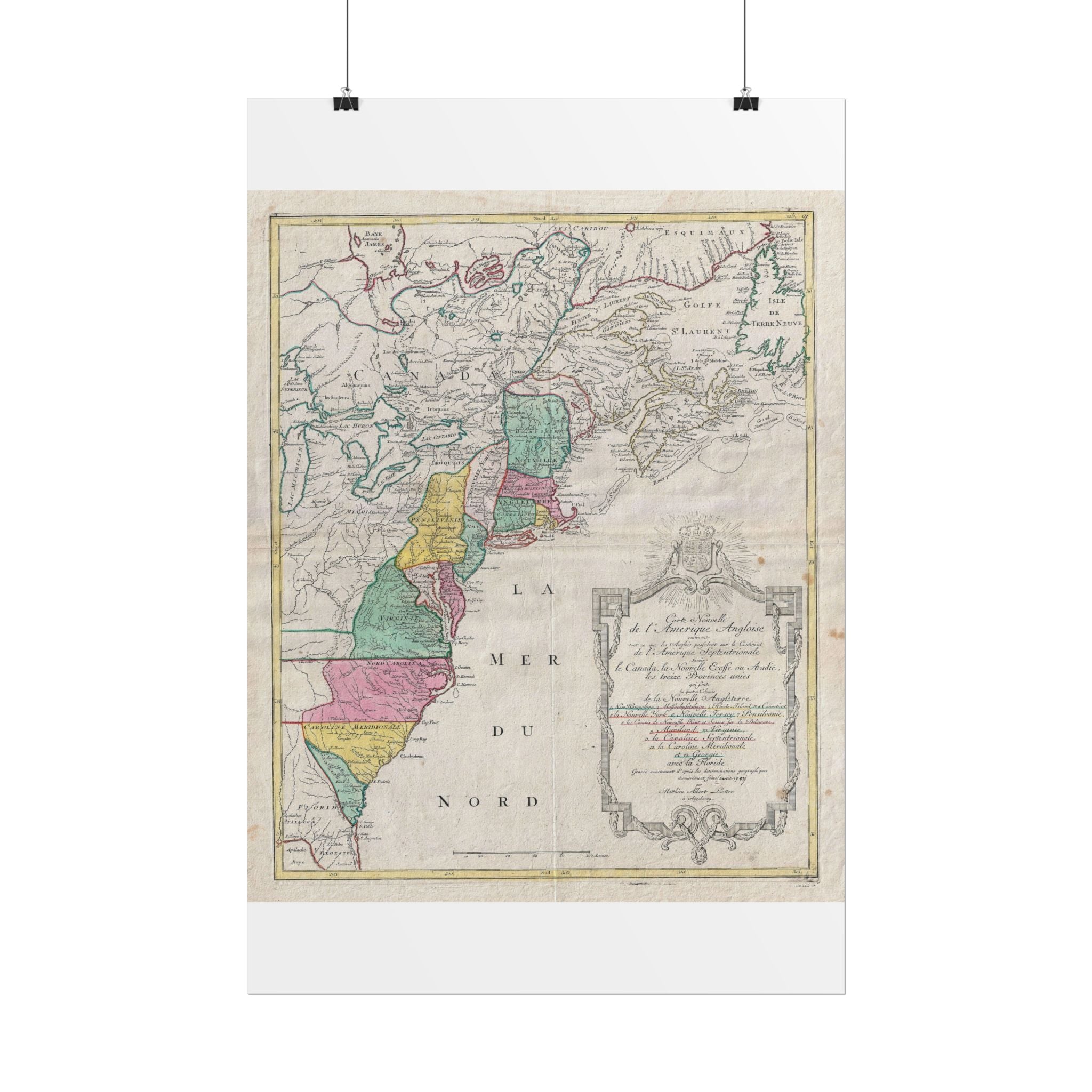 America in the New World Historic Map (c. 1776) Rolled Poster | Vintage Map Wall Art