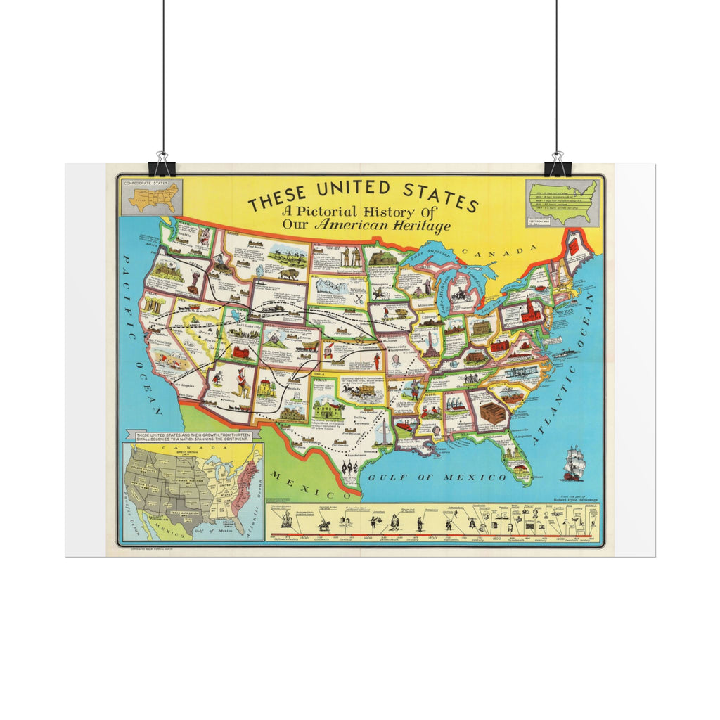 United States of America Historic Map (c. 1949) Rolled Poster | Vintage Map Wall Art