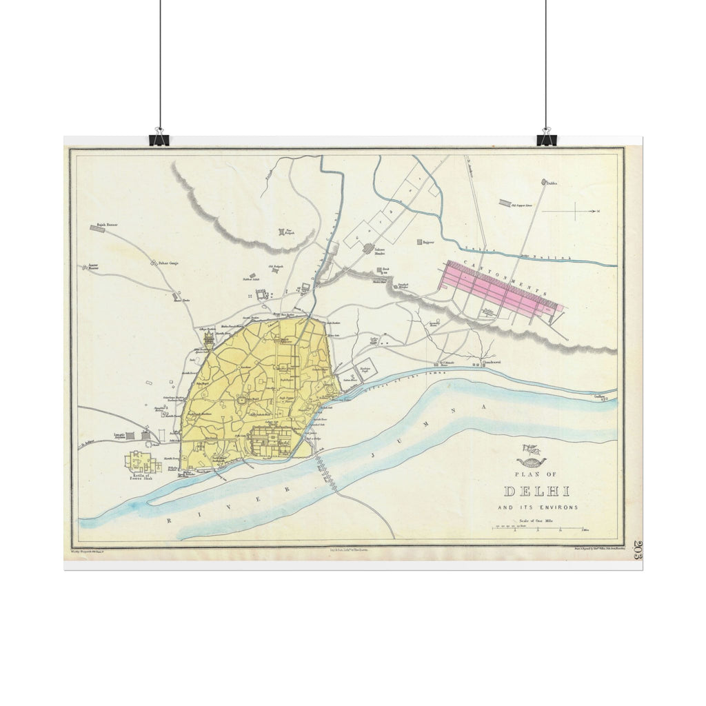 Delhi, India Historic City Map (c. 1867) Rolled Poster | Vintage Map Wall Art