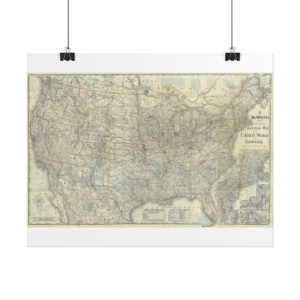 United States of America Historic Map (c. 1883) Rolled Poster | Vintage Map Wall Art