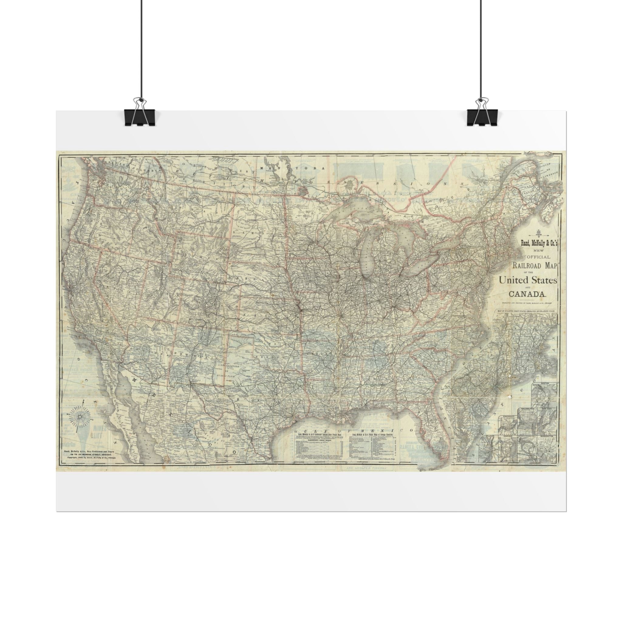 United States of America Historic Map (c. 1883) Rolled Poster | Vintage Map Wall Art