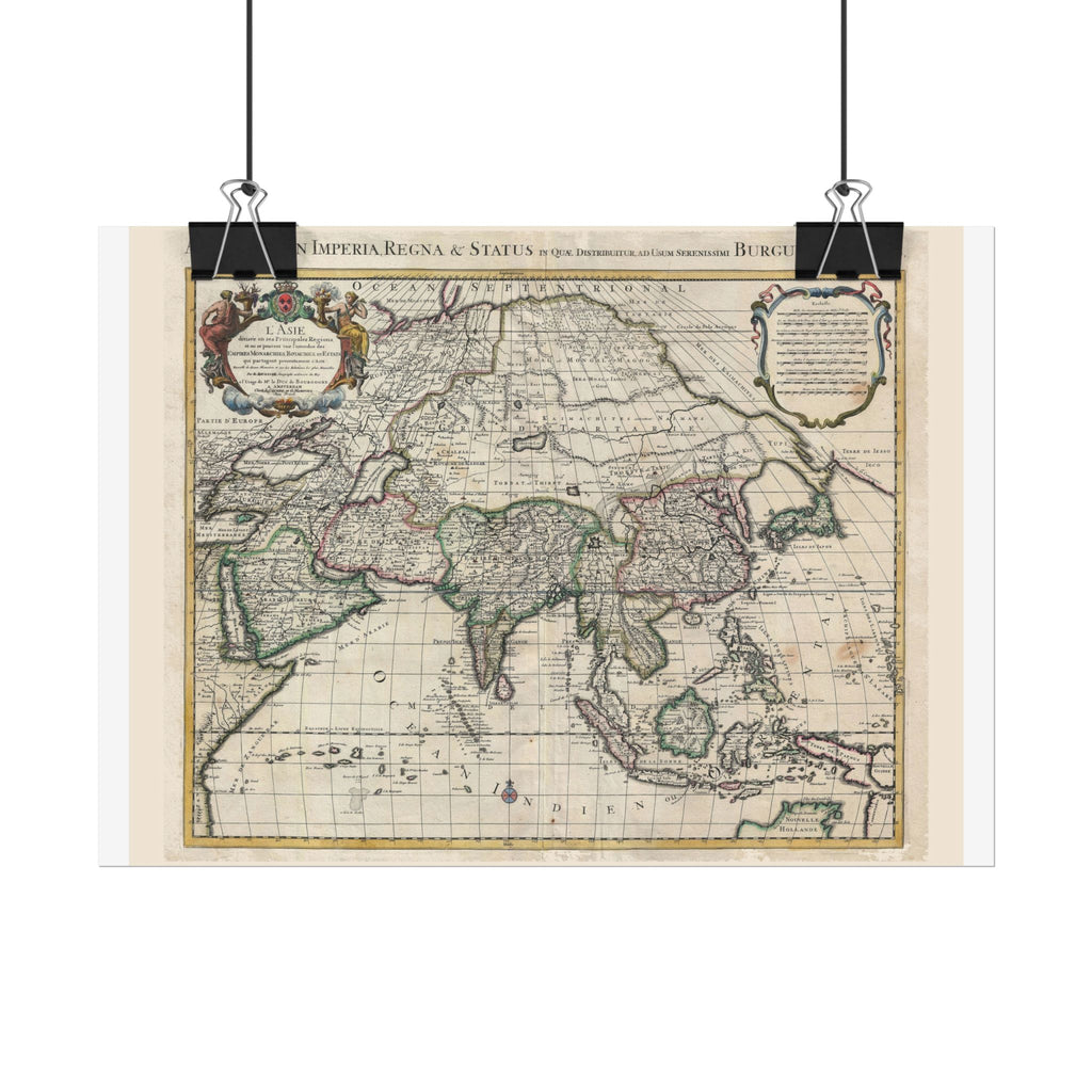 Asia and Grande Tartarie Historic World Map (c. 1730) Rolled Poster | Antique State Map Wall Art
