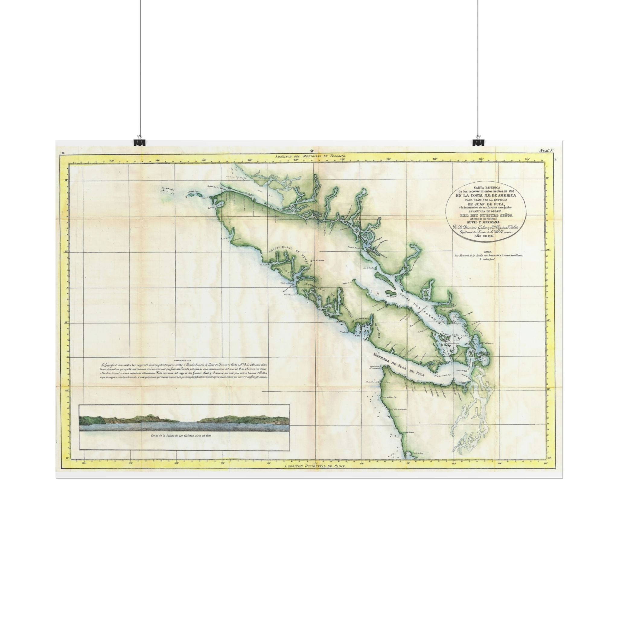 Vancouver, Canada Historic Map (c. 1795) Rolled Poster | Antique City Map Wall Art