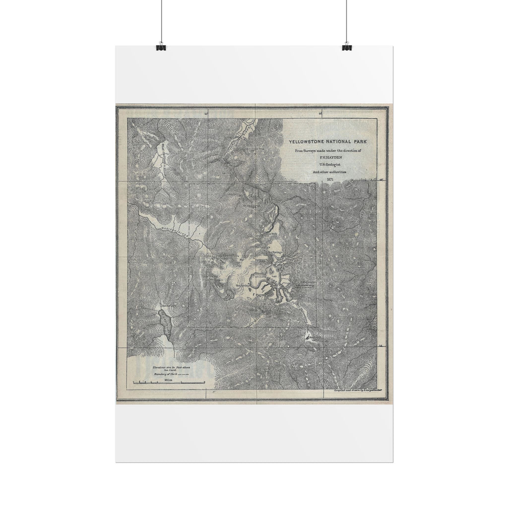 Yellowstone Geologic Survey (c. 1871) Historic Map Rolled Poster | Antique Map Wall Art