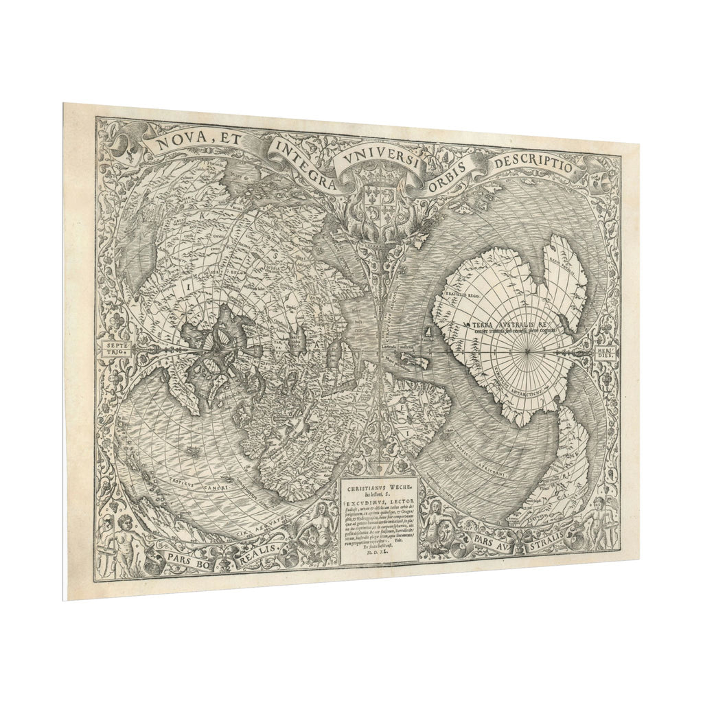 World Atlas Historic Map (c. 1540) Rolled Poster | Vintage Map Wall Art