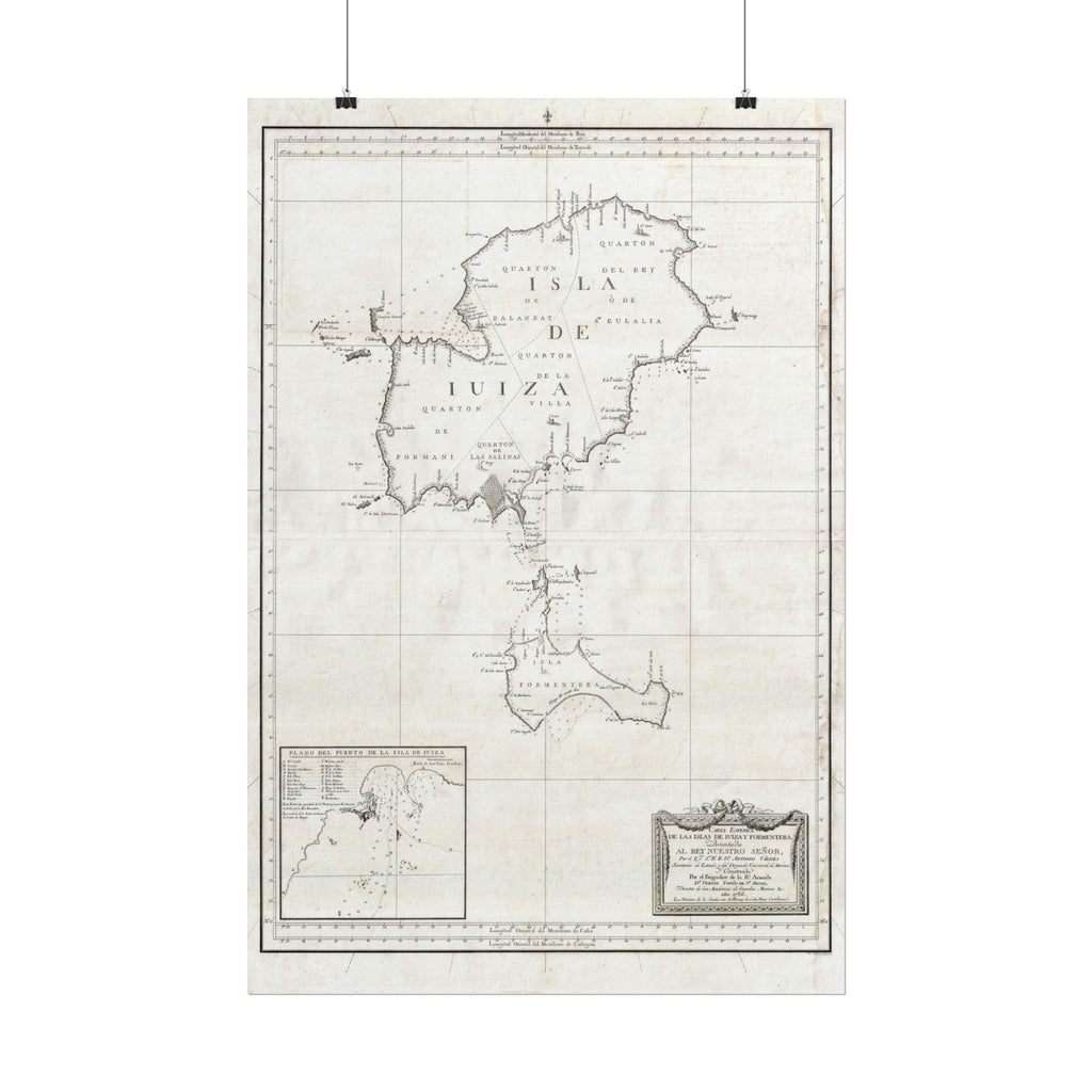Ibiza, Spain Historic City Map (c. 1786) Rolled Poster | Vintage Map Wall Art