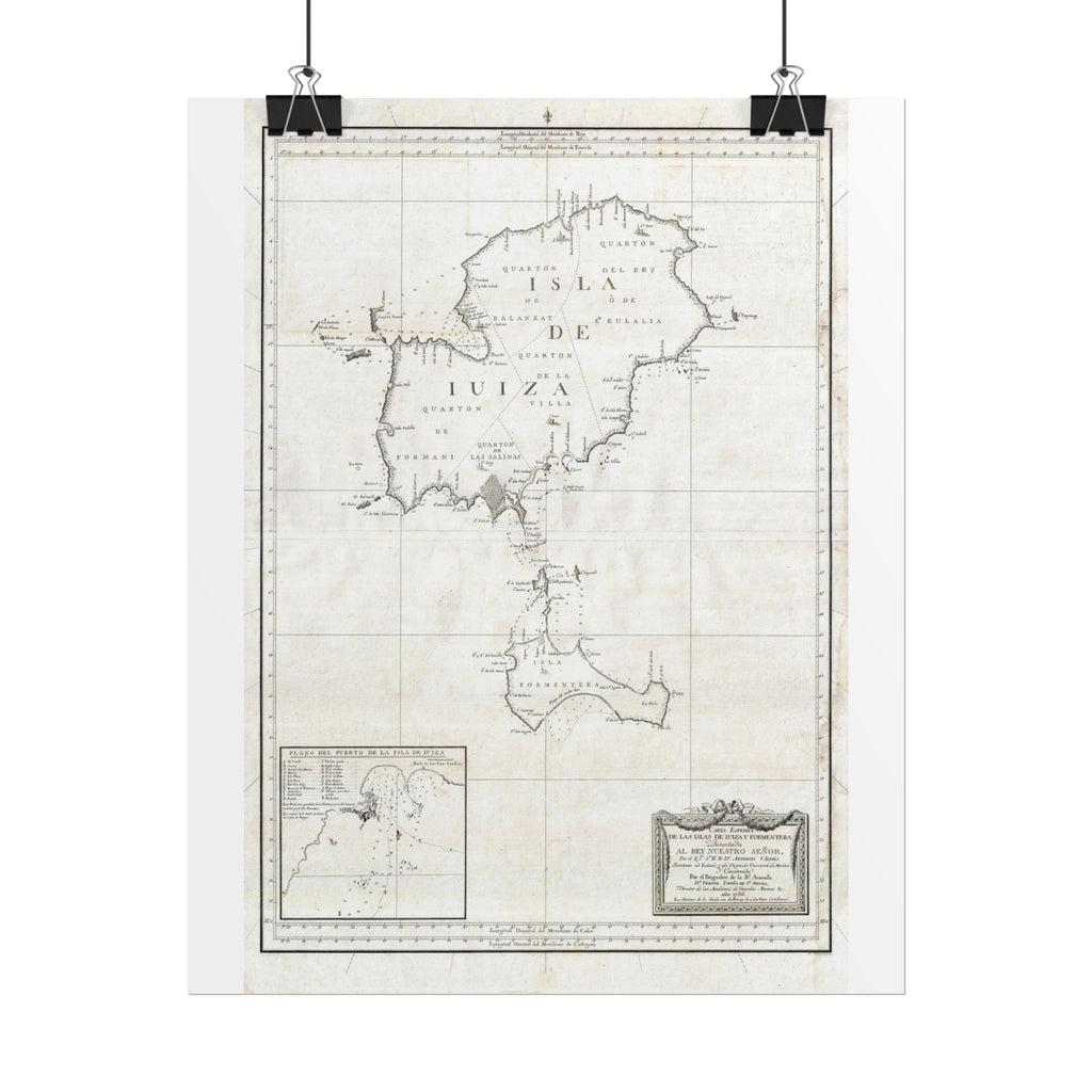 Ibiza, Spain Historic City Map (c. 1786) Rolled Poster | Vintage Map Wall Art