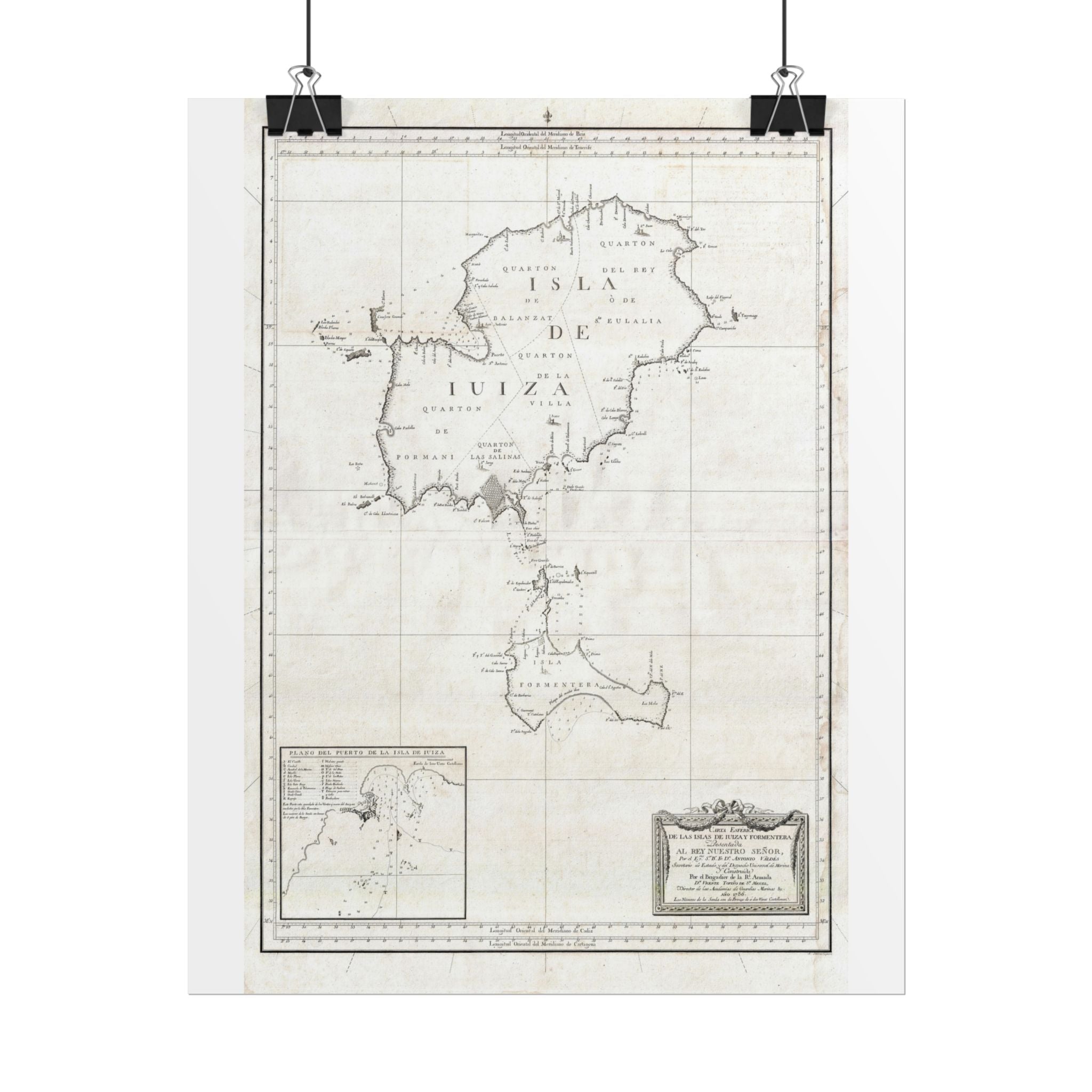 Ibiza, Spain Historic City Map (c. 1786) Rolled Poster | Vintage Map Wall Art