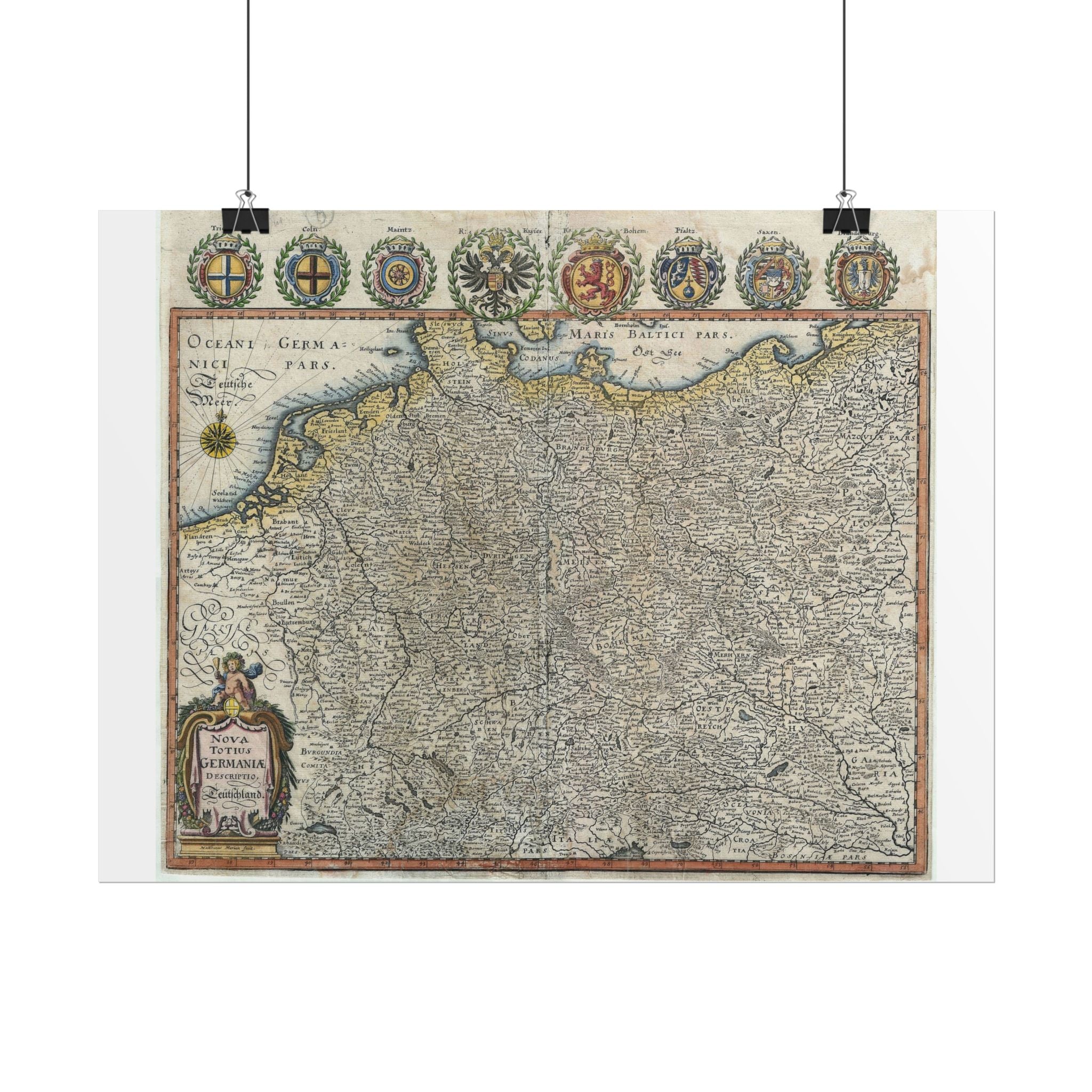 Germania Historic Map (c.1649) Rolled Poster | Vintage Map Wall Art
