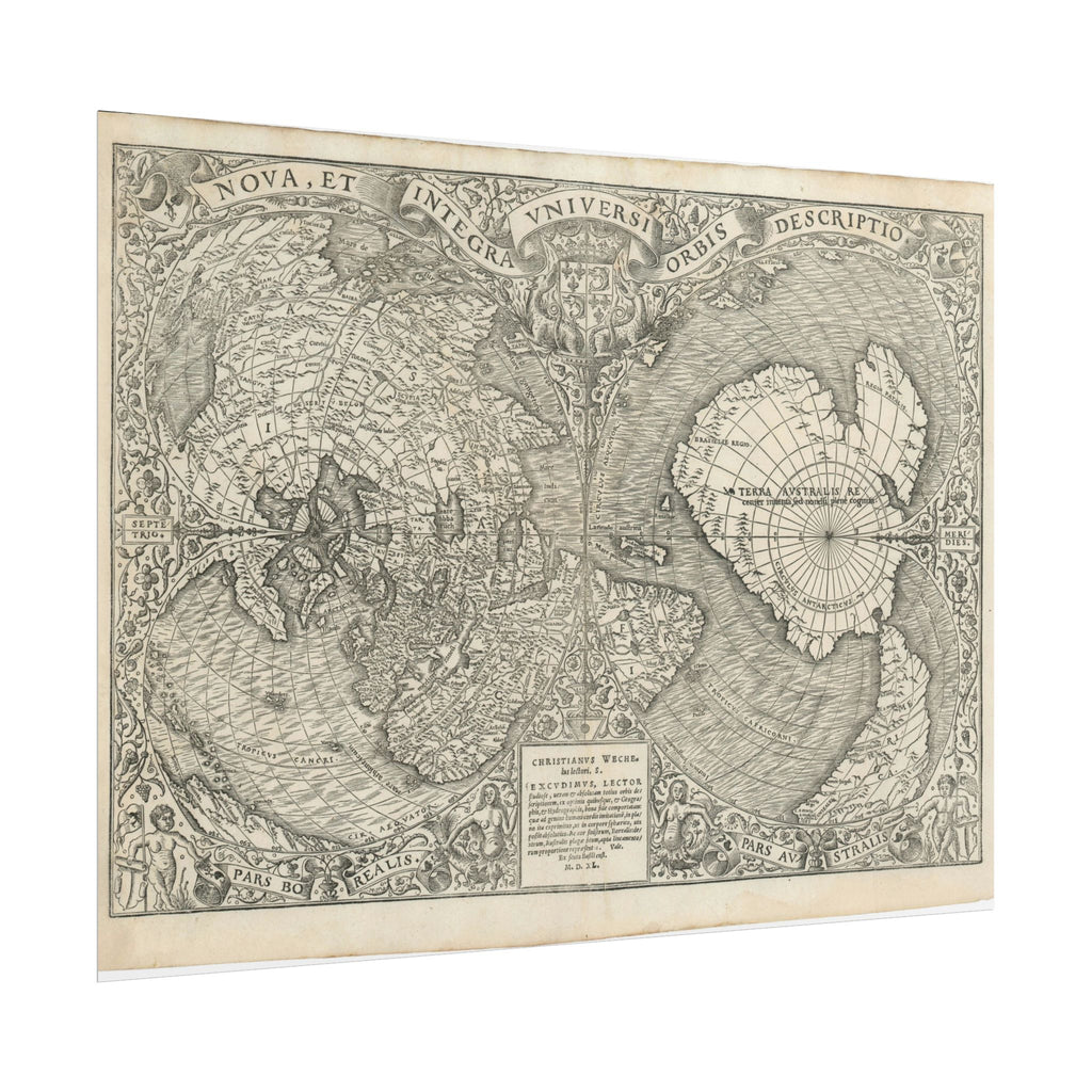 World Atlas Historic Map (c. 1540) Rolled Poster | Vintage Map Wall Art