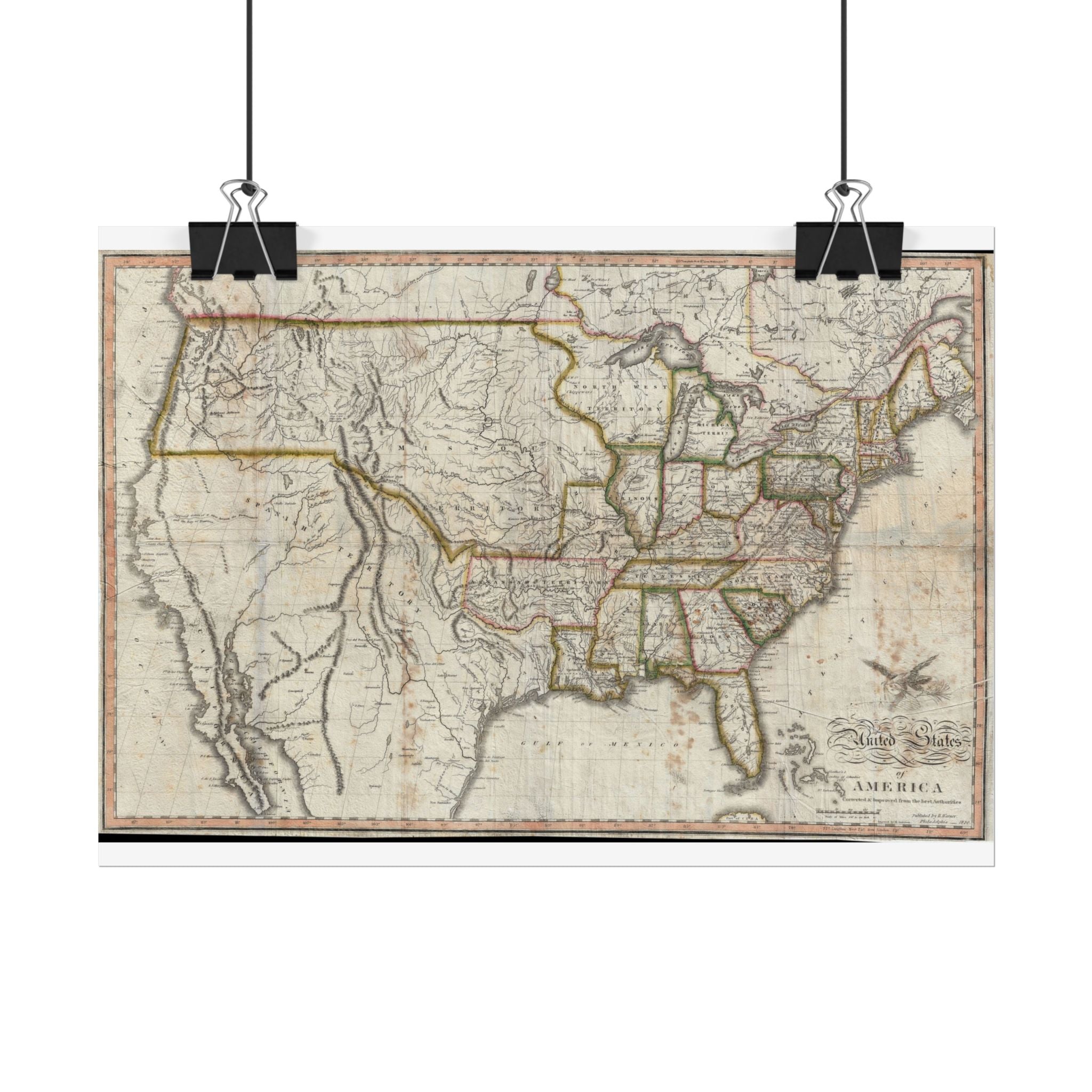 United States of America Historic Map (c. 1820) Rolled Poster | Vintage Map Wall Art