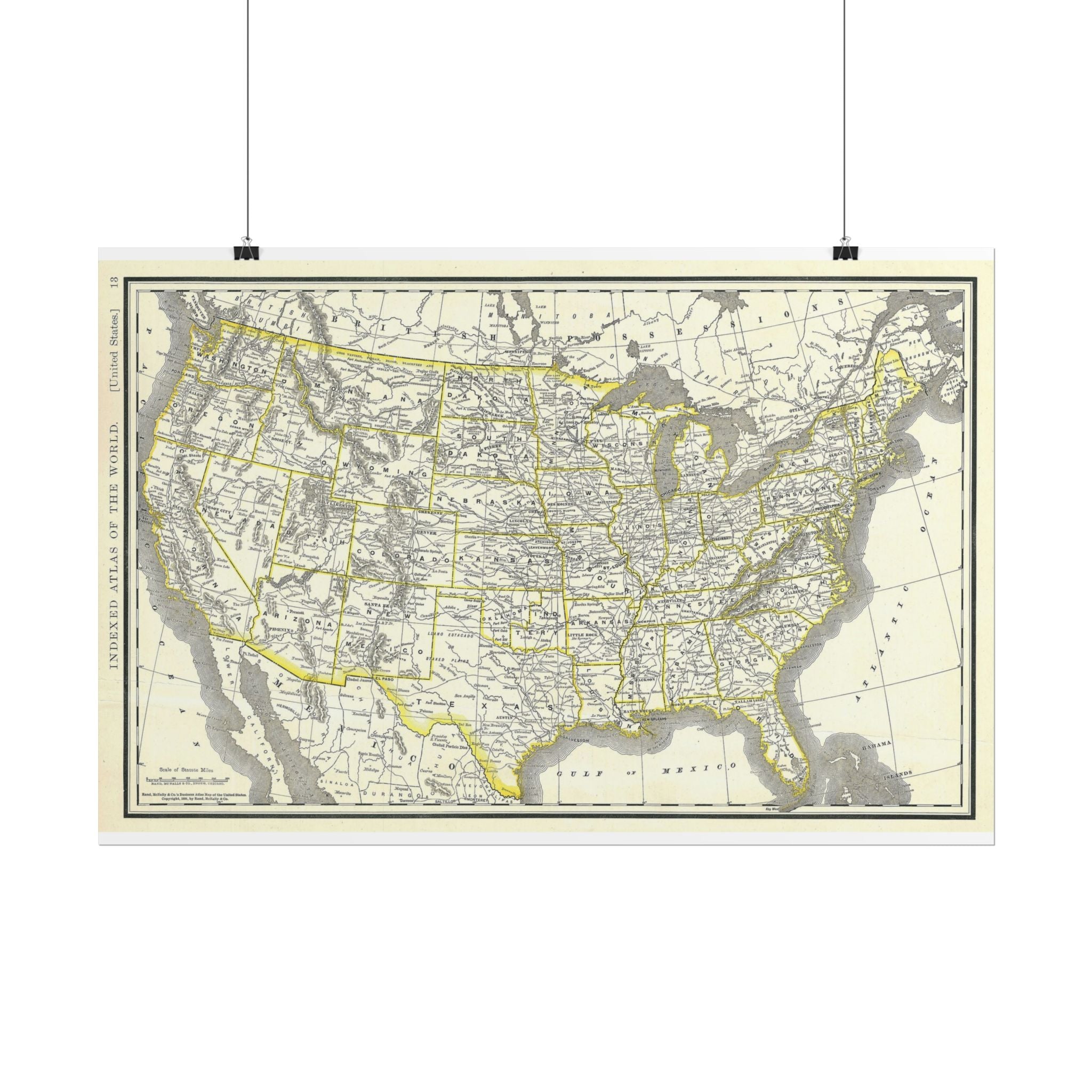 United States of America Historic Map (c. 1893) Rolled Poster | Vintage Map Wall Art