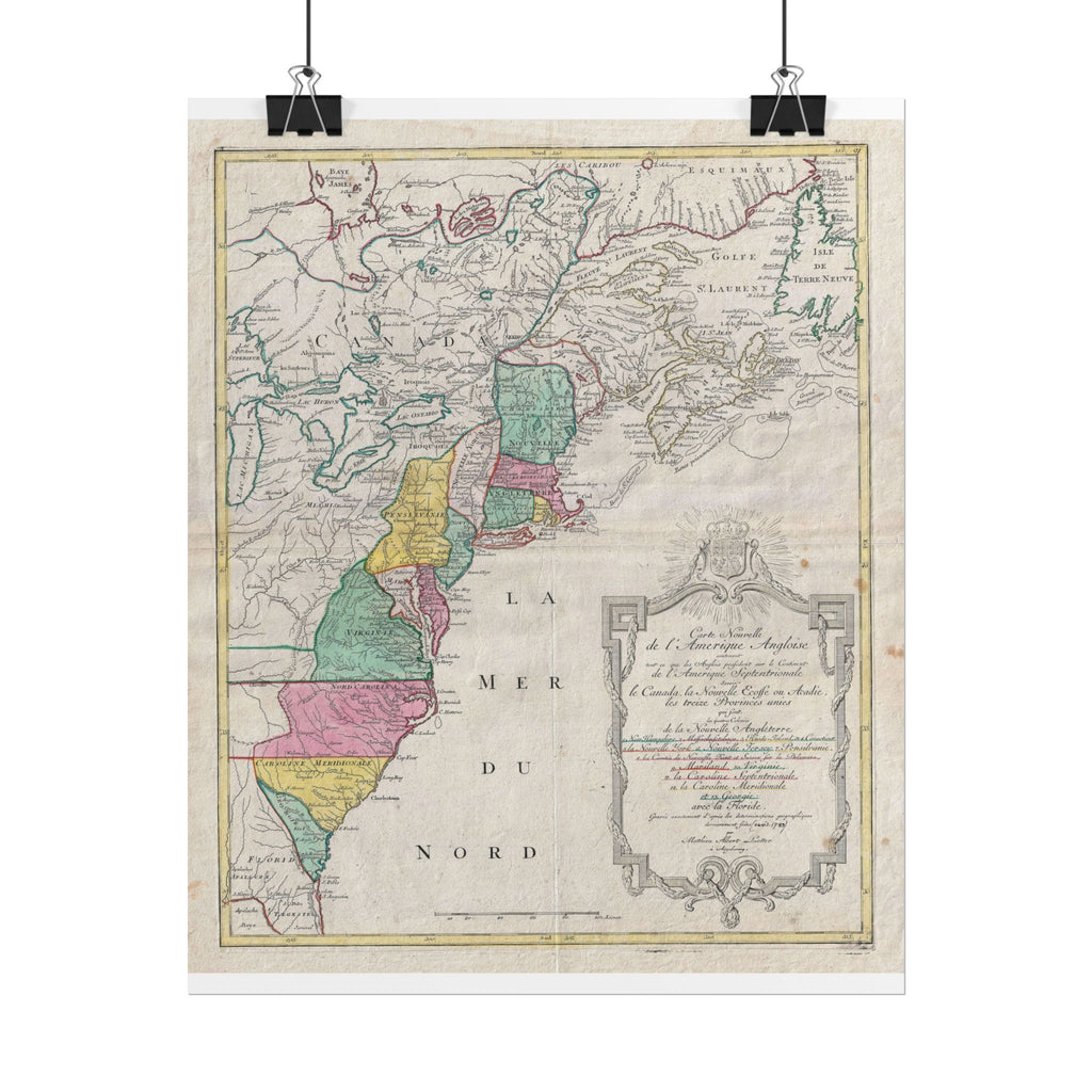 America in the New World Historic Map (c. 1776) Rolled Poster | Vintage Map Wall Art