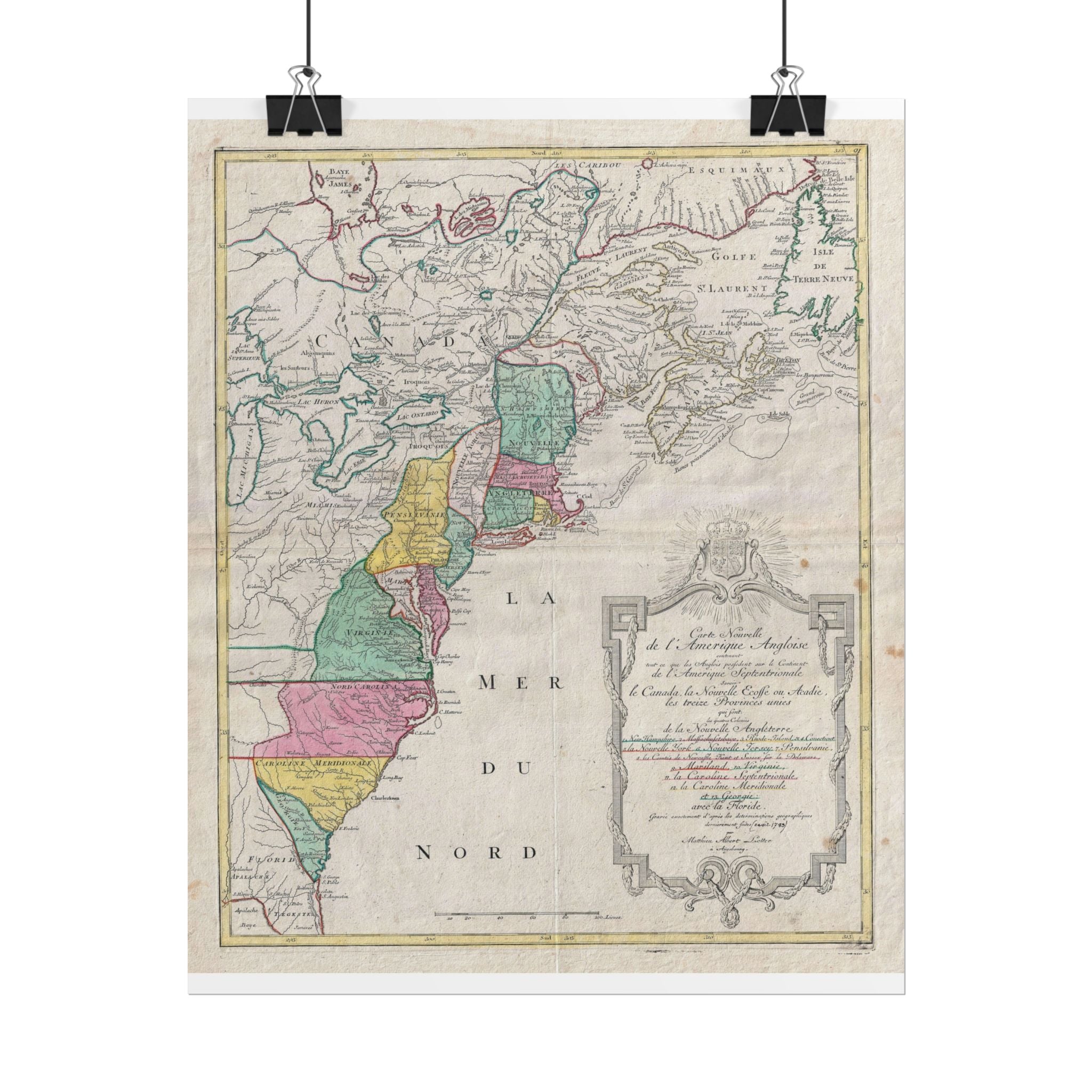America in the New World Historic Map (c. 1776) Rolled Poster | Vintage Map Wall Art