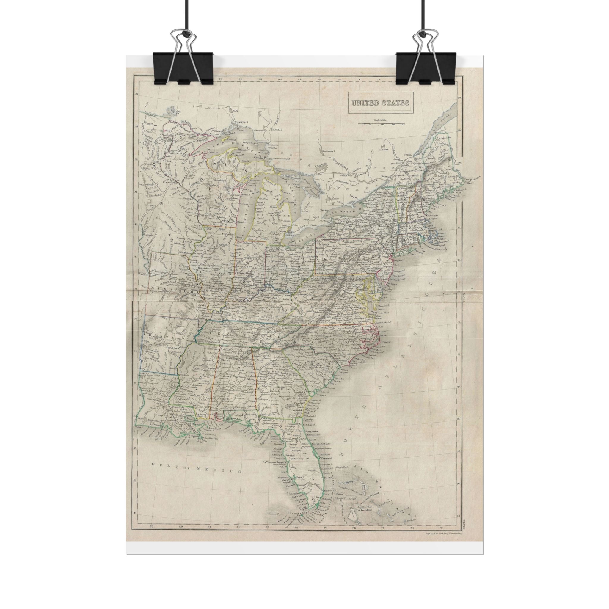 United States of America Historic Map (c. 1840) Rolled Poster | Vintage Map Wall Art