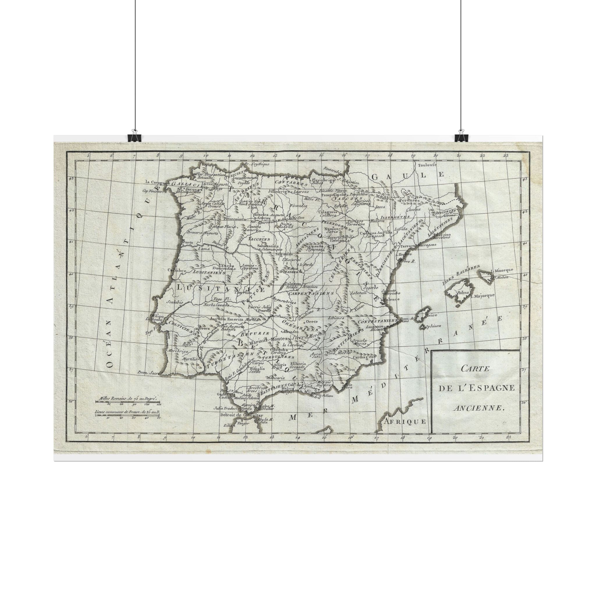Spain Historic Map (c. 1770) Rolled Poster | Vintage Map Wall Art