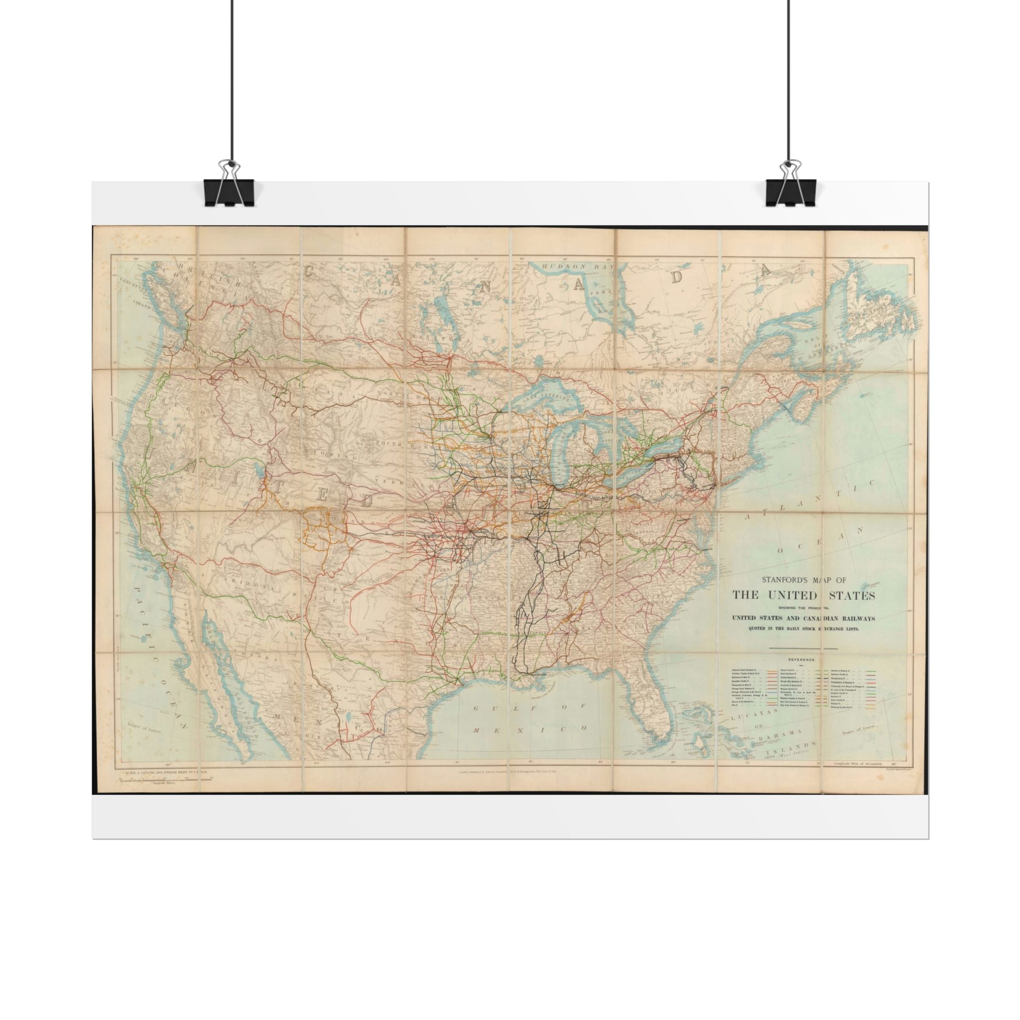 United States of America Historic Railroad Map (c. 1901) Rolled Poster | Vintage Map Wall Art