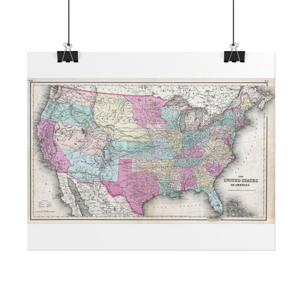 United States of America Historic Map (c. 1857) Rolled Poster | Vintage Map Wall Art