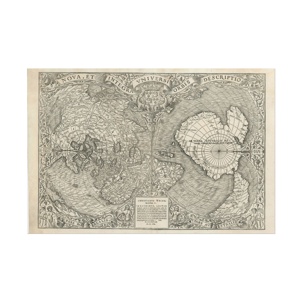 World Atlas Historic Map (c. 1540) Rolled Poster | Vintage Map Wall Art