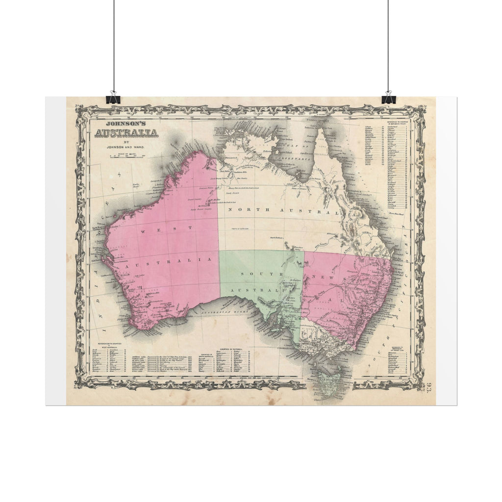 Australia Historic Map (c. 1862) Rolled Poster | Vintage Map Wall Art