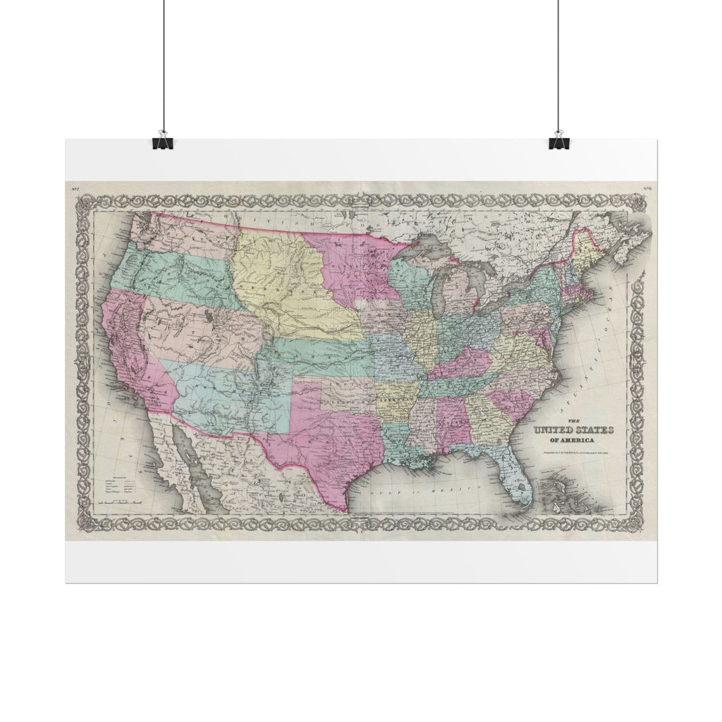 United States of America Historic Map (c. 1856) Rolled Poster | Vintage Map Wall Art