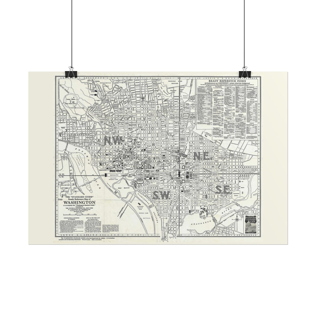 Washington DC (c. 1937) Historic City Map Rolled Poster | Vintage Map Wall Art