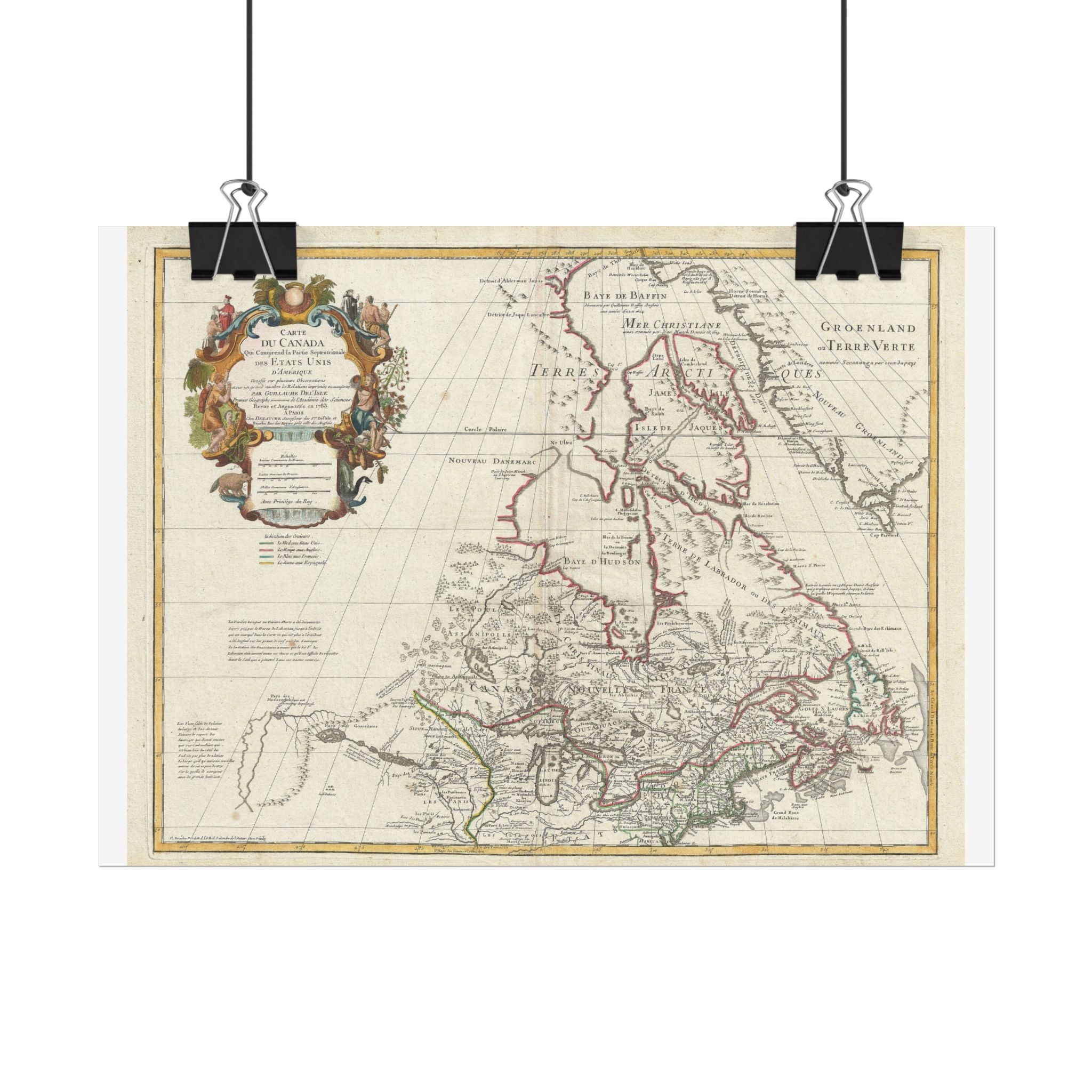 United States of America & Canada Historic Map (c. 1783) Rolled Poster | Vintage Map Wall Art