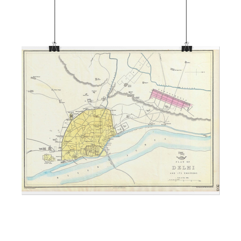 Delhi, India Historic City Map (c. 1867) Rolled Poster | Vintage Map Wall Art
